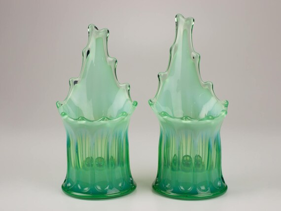 Pair Of Fostoria Heirloom Glass Candle Vases Shape 1515 311 Etsy