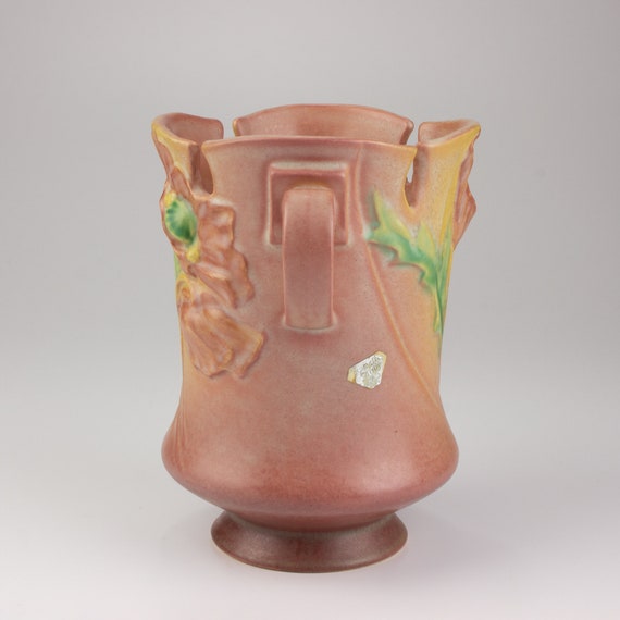 Roseville Pottery Poppy Vase Shape 869 7 Coral Pink Etsy