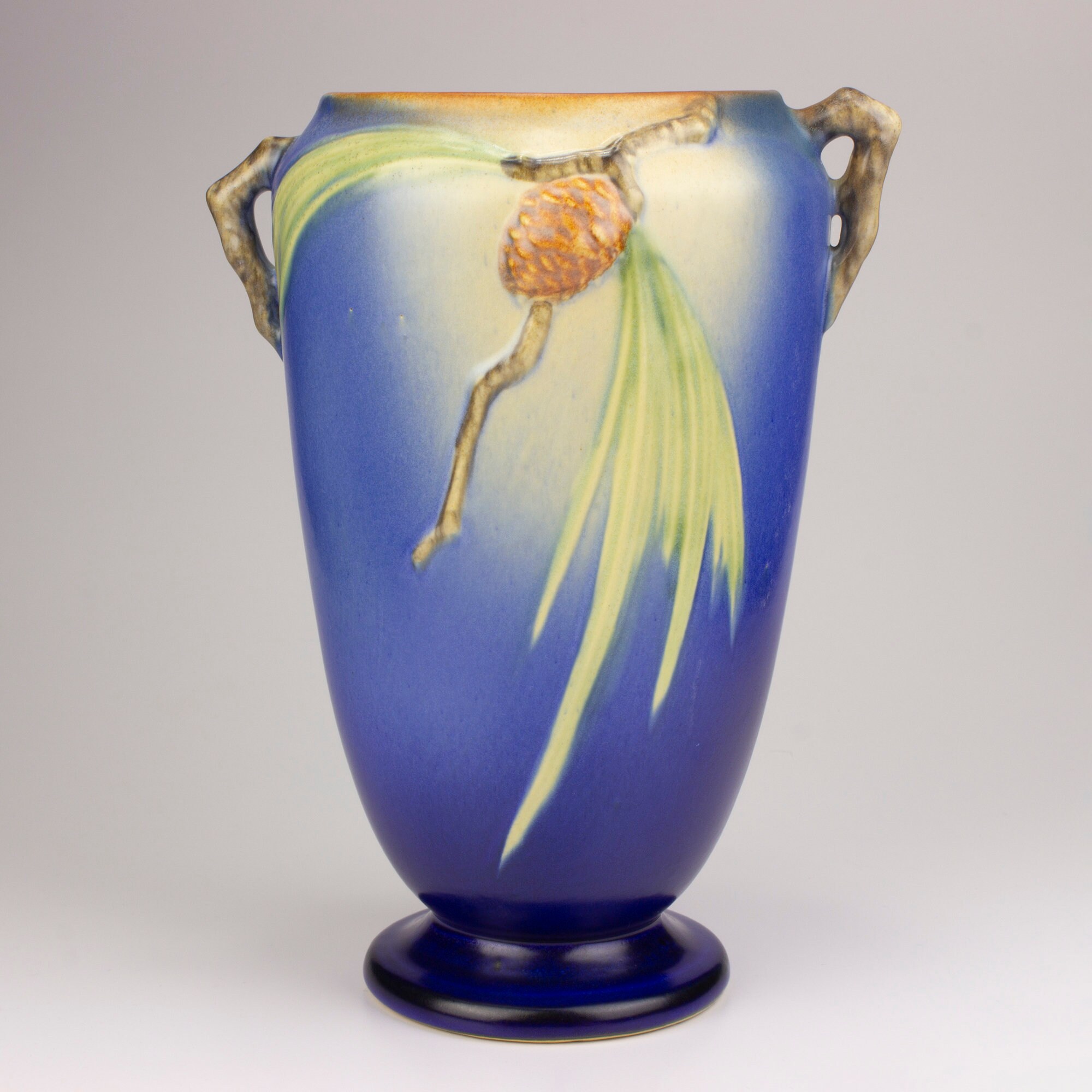 Roseville Pottery Pine Cone Vase Shape 70910 Blue Etsy