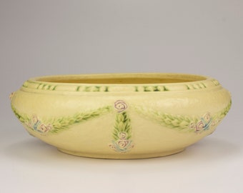 Roseville Pottery La Rose/La Rosa Bowl, Shape 128-7, Cream/Pastels