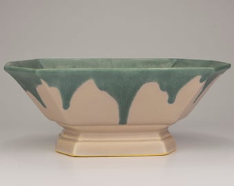 Roseville Pottery Carnelian I - Drip Console Bowl, Shape 164-9, Blue/Pink