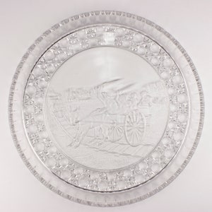 Co-operative Flint Glass EAPG Currier & Ives Balky Mule 130 Round Tray, Clear