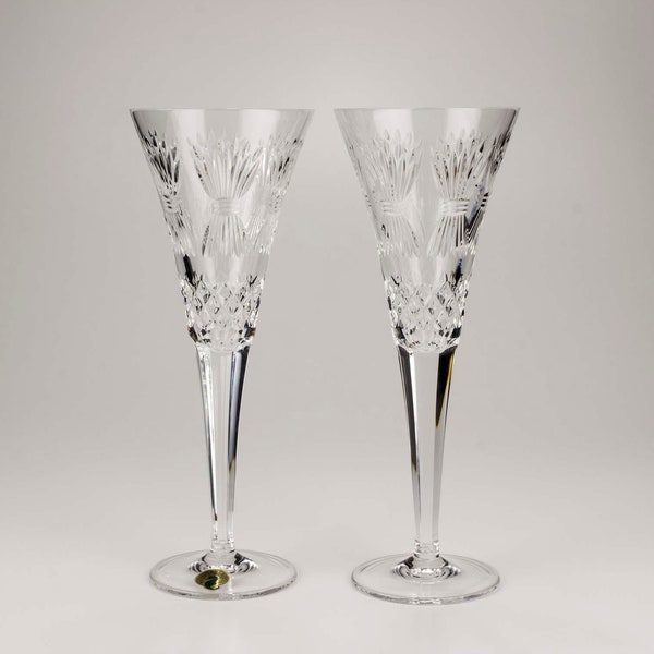 Pair of Waterford Millennium Prosperity Crystal Champagne Toasting Flutes