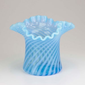 Fenton Spiral Optic Hat Vase, Shape 1923, Blue Opalescent Glass