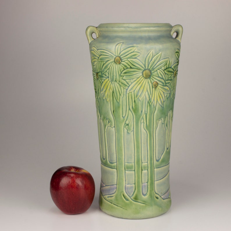 Roseville Antique Pottery Vista forest Vase Shape 12115 Etsy