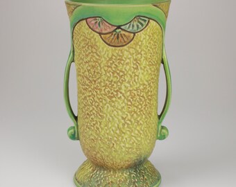 Weller Vintage Pottery Patra Handled Vase, Shape 23, 9 3/4"