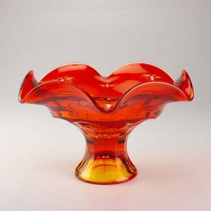 Viking Georgian Honeycomb Crimped Compote, Shape 7230, Persimmon Orange