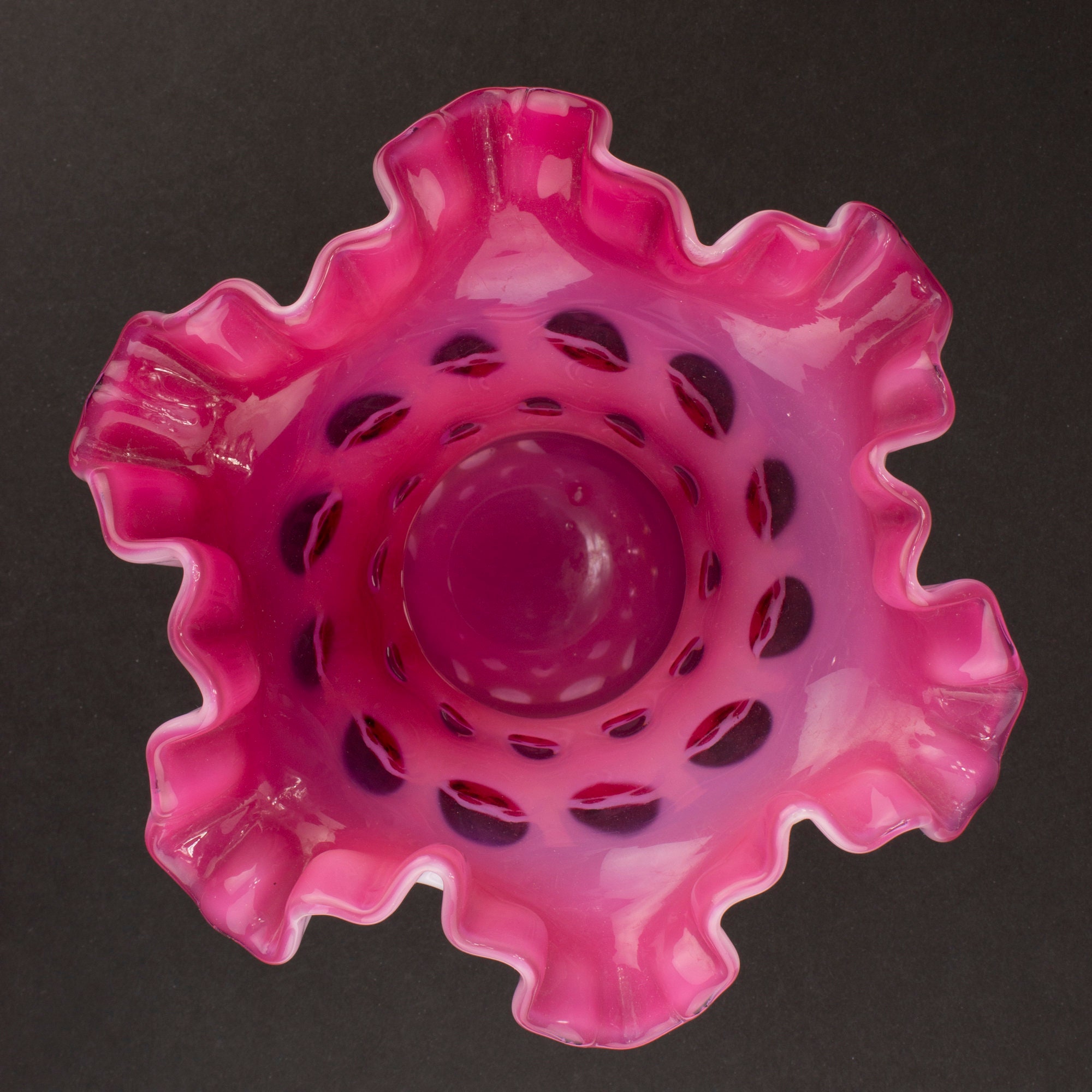 フェントンクランベリードット ヴィンテージ フェントン クランベリー オパールセント コイン