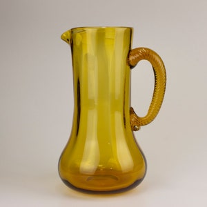 Optic Panels Hand Blown Glass Tankard/Pitcher, Amber