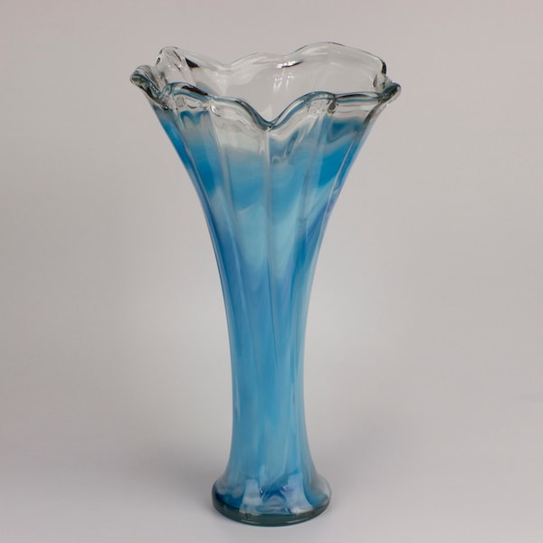 Blue and White Swirl Murano Vase Etsy
