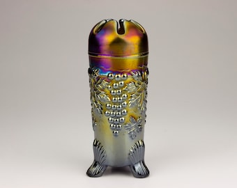 Northwood Grape & Cable Carnival Glass Hat Pin Holder, Amethyst/Purple
