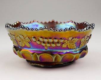 Northwood Grape & Cable Carnival Glass Small Berry/Sauce Bowl, Amethyst #1425