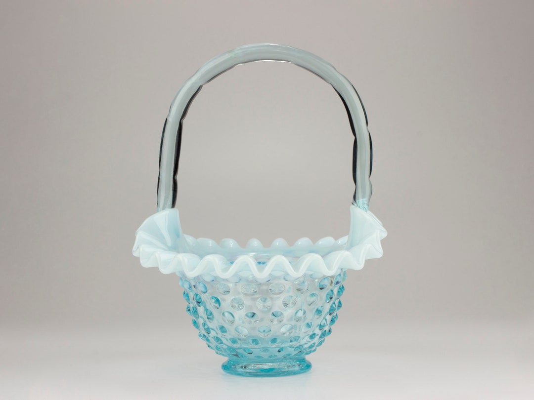 '50~'60 フェントン Fenton Blue Hobnail 美品 VINTAGE FENTON GLASS BLUE HOBNAIL OPALESCENT RUFFLED EDGED