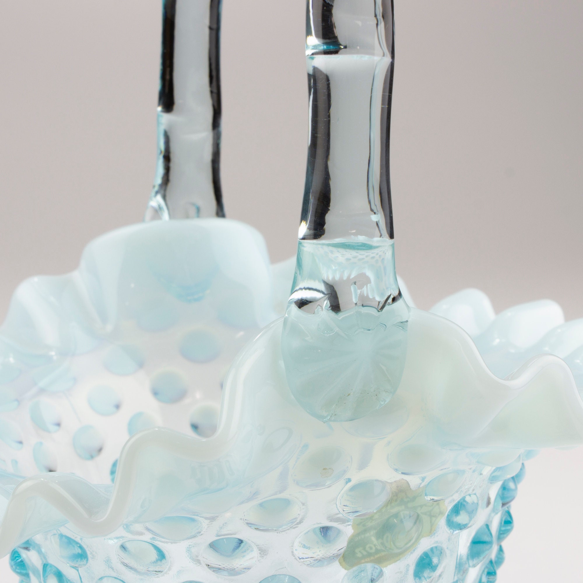 Fenton Vintage Glass Hobnail Basket, Blue Opalescent, Shape