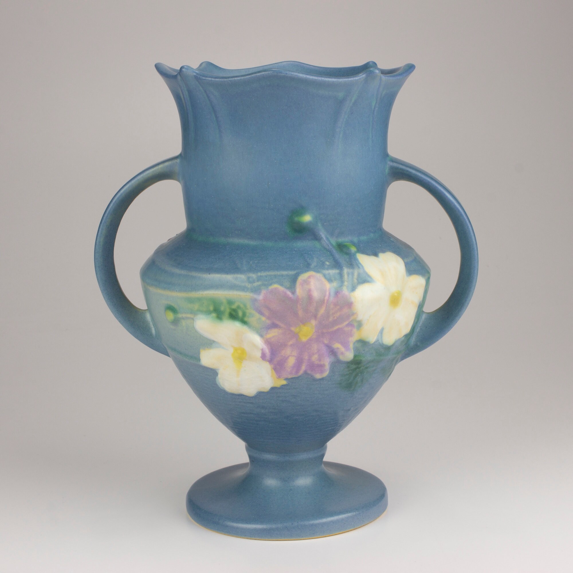 Roseville Pottery Vintage Cosmos Vase, Shape 135-8, Ice Blue - Etsy