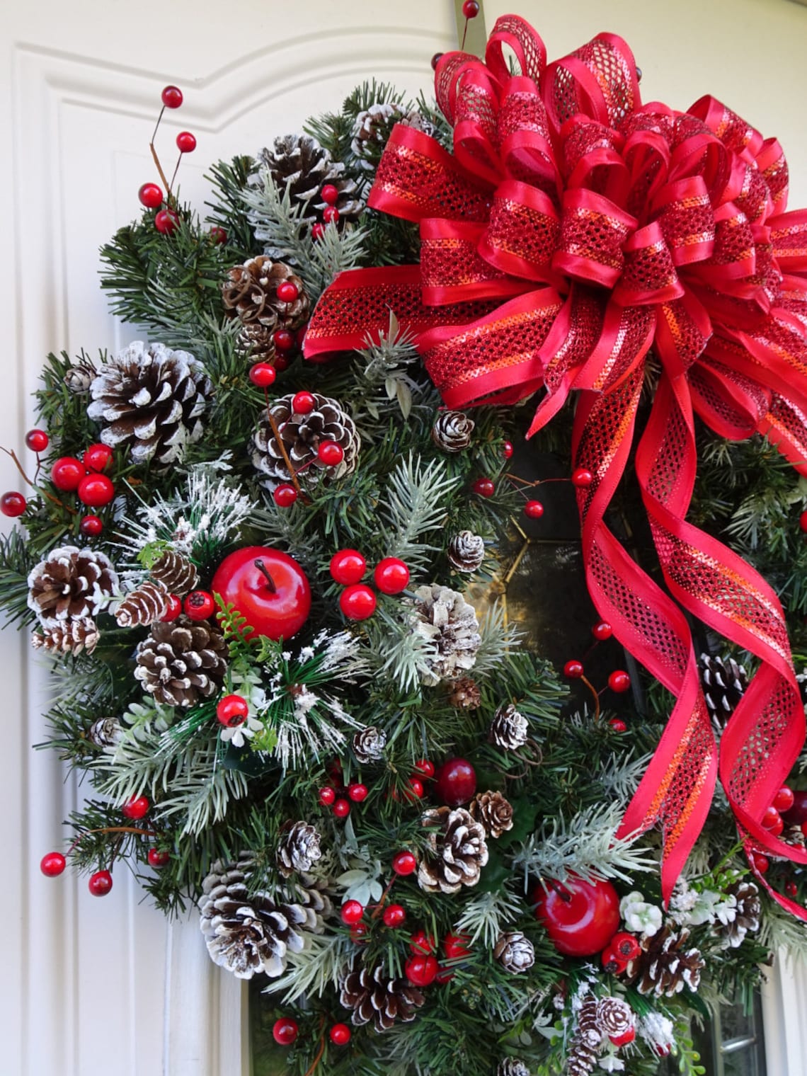 Christmas Wreath Holiday Wreath Red Wreath Etsy