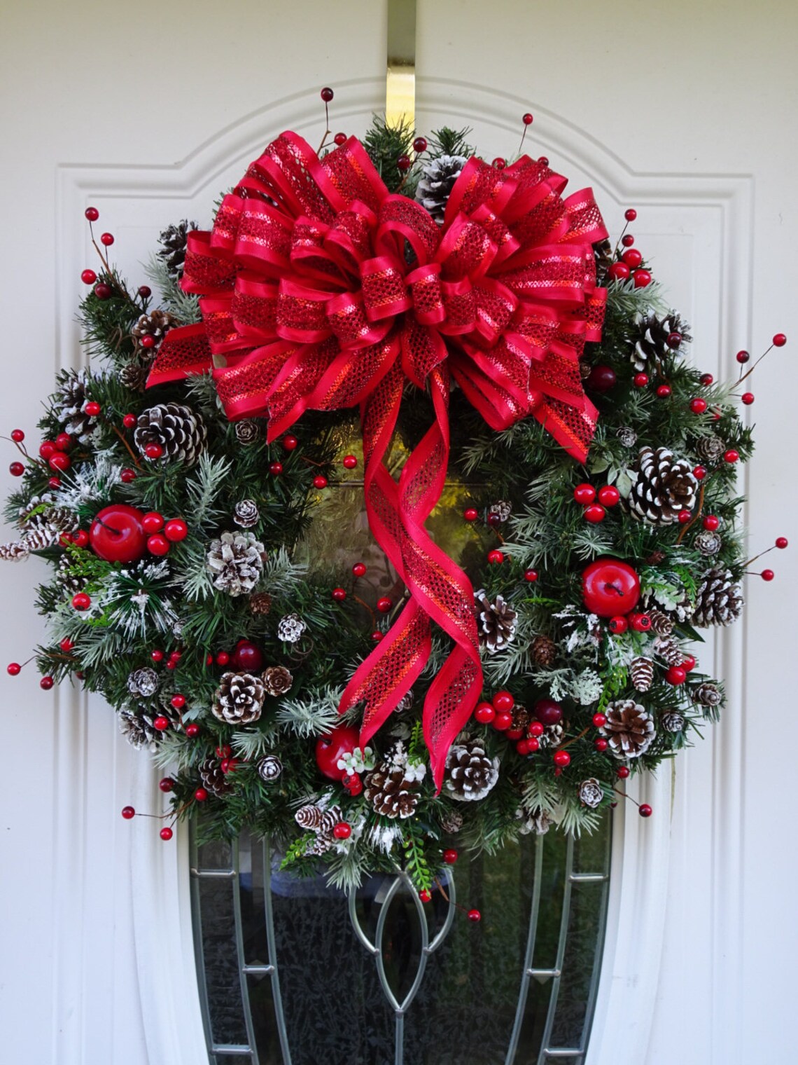Christmas Wreath Holiday Wreath Red Wreath Etsy