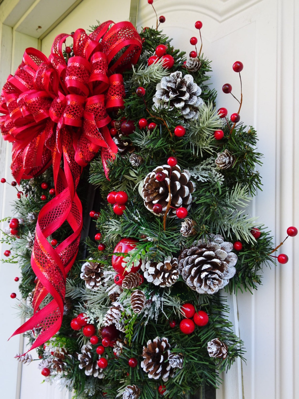 Christmas Wreath Holiday Wreath Red Wreath Etsy