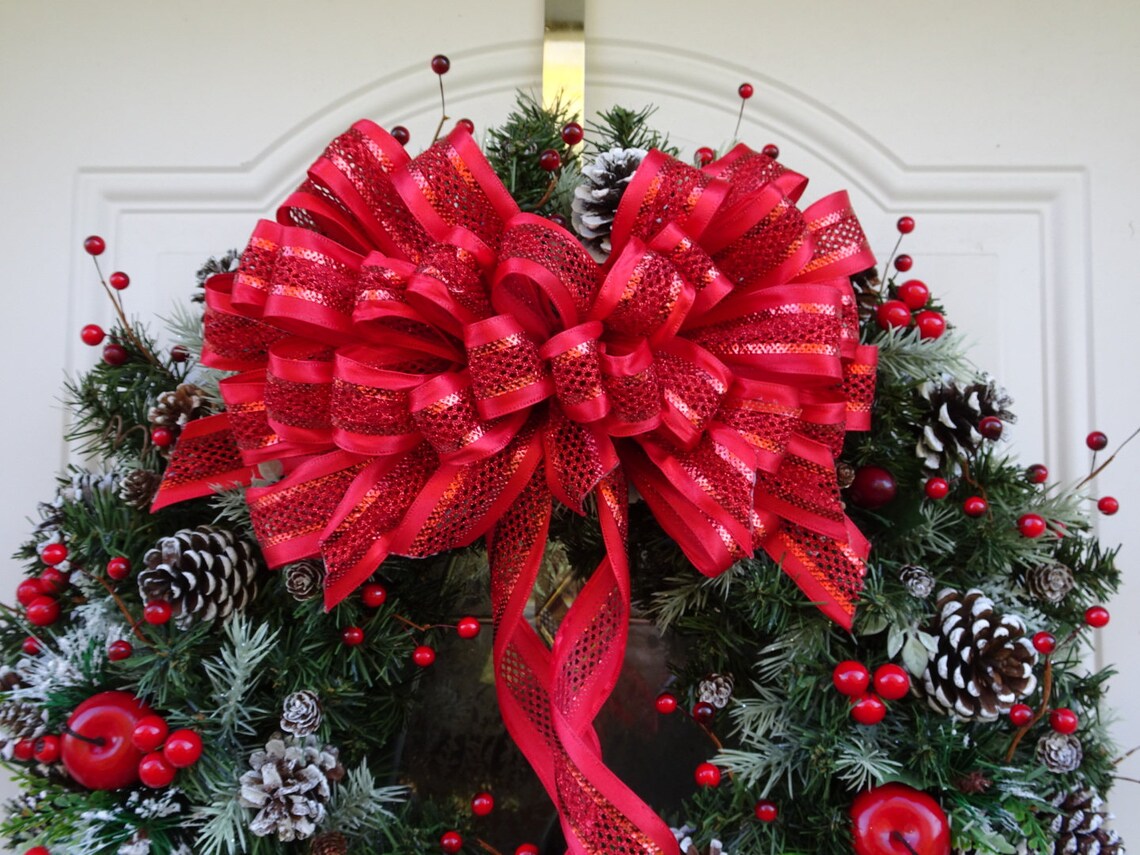 Christmas Wreath Holiday Wreath Red Wreath Etsy