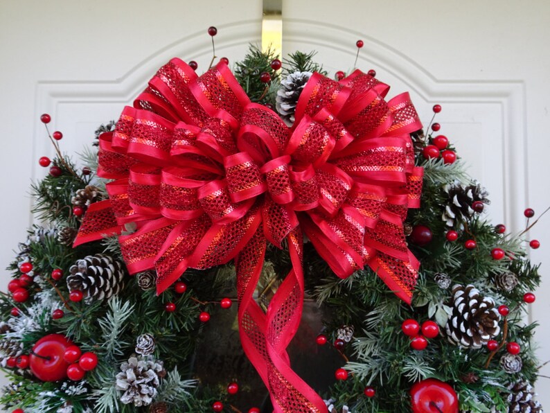 Christmas Wreath Holiday Wreath Red Wreath Etsy