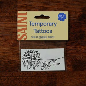 Chrysanthemum Temporary Tattoo, 3&quot; | November Birth Flower, Set of 2