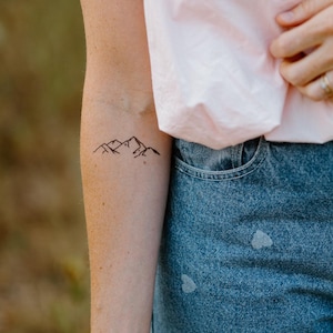 Longs Peak Temporary Tattoos | Fine line and simple mountain tattoos