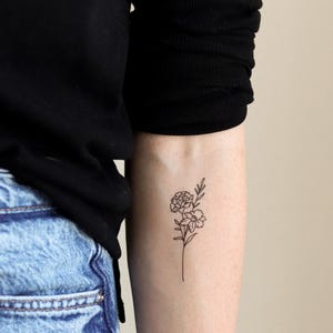 Golden Duo Temporary Tattoos (Marigold and Daffodil) | Set of 2 Tattoos