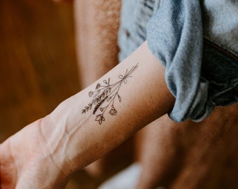 Garden Stems Temporary Tattoos | Wildflower temporary tattoo set