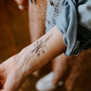 Garden Stems Temporary Tattoos | Wildflower temporary tattoo set