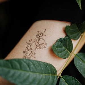 3&quot; California Poppy Temporary Tattoos | Set of 2 hand drawn wildflower temporary tattoos