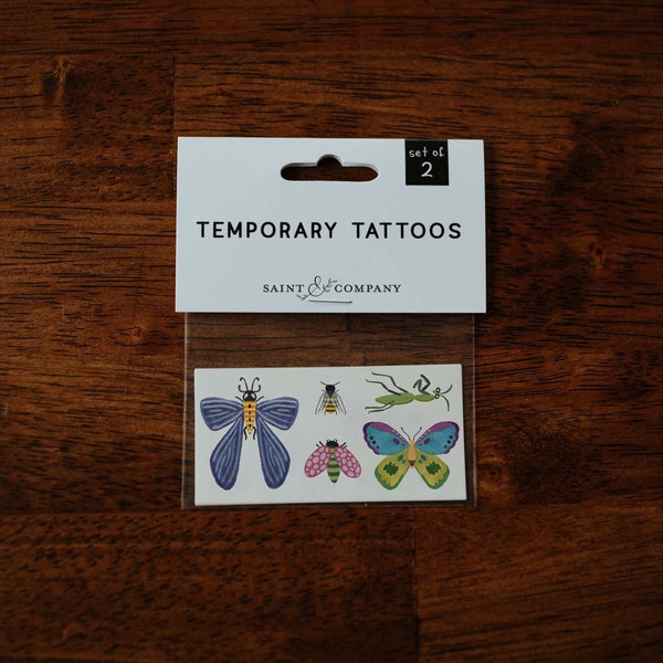 Bug Temporary Tattoos | Small sheet of 5 insect tattoos