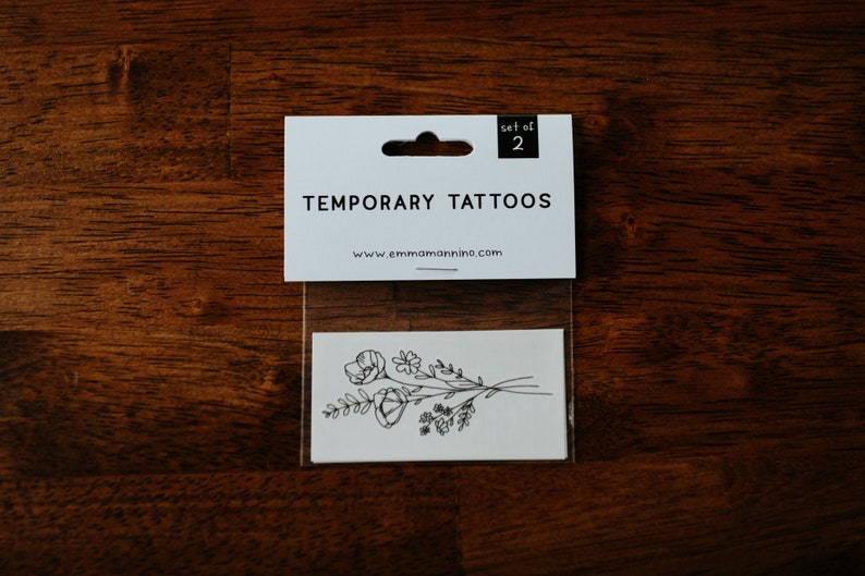 3 Wildflower Temporary Tattoo Set of 2 Hand Drawn - Etsy