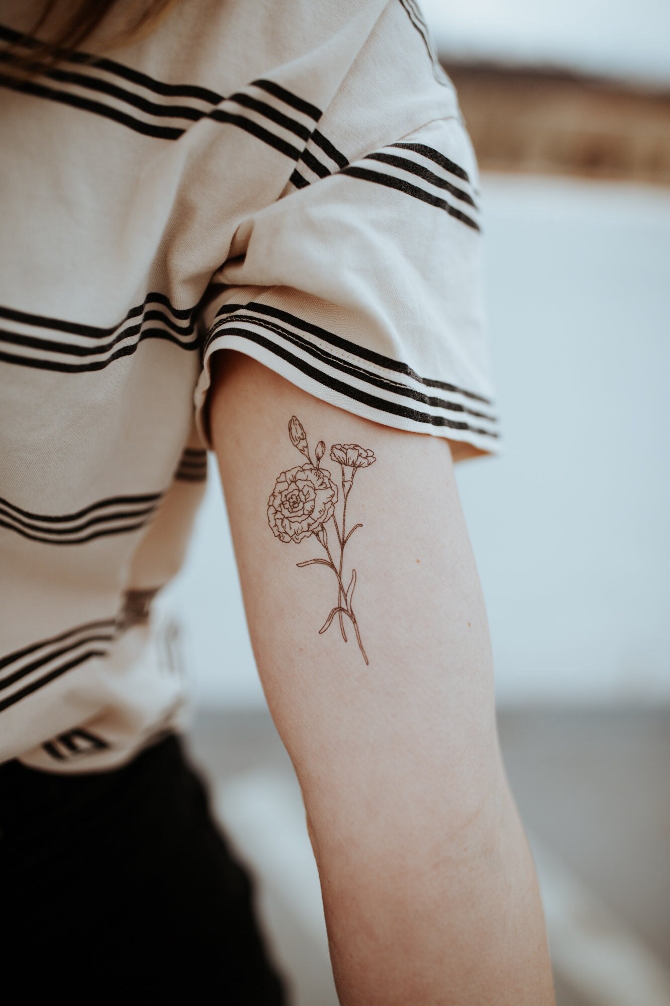 Carnation Temporary Tattoo 3 January Birth Flower - Etsy