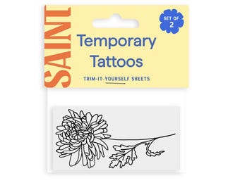 Chrysanthemum Temporary Tattoo, 3" | November Birth Flower, Set of 2