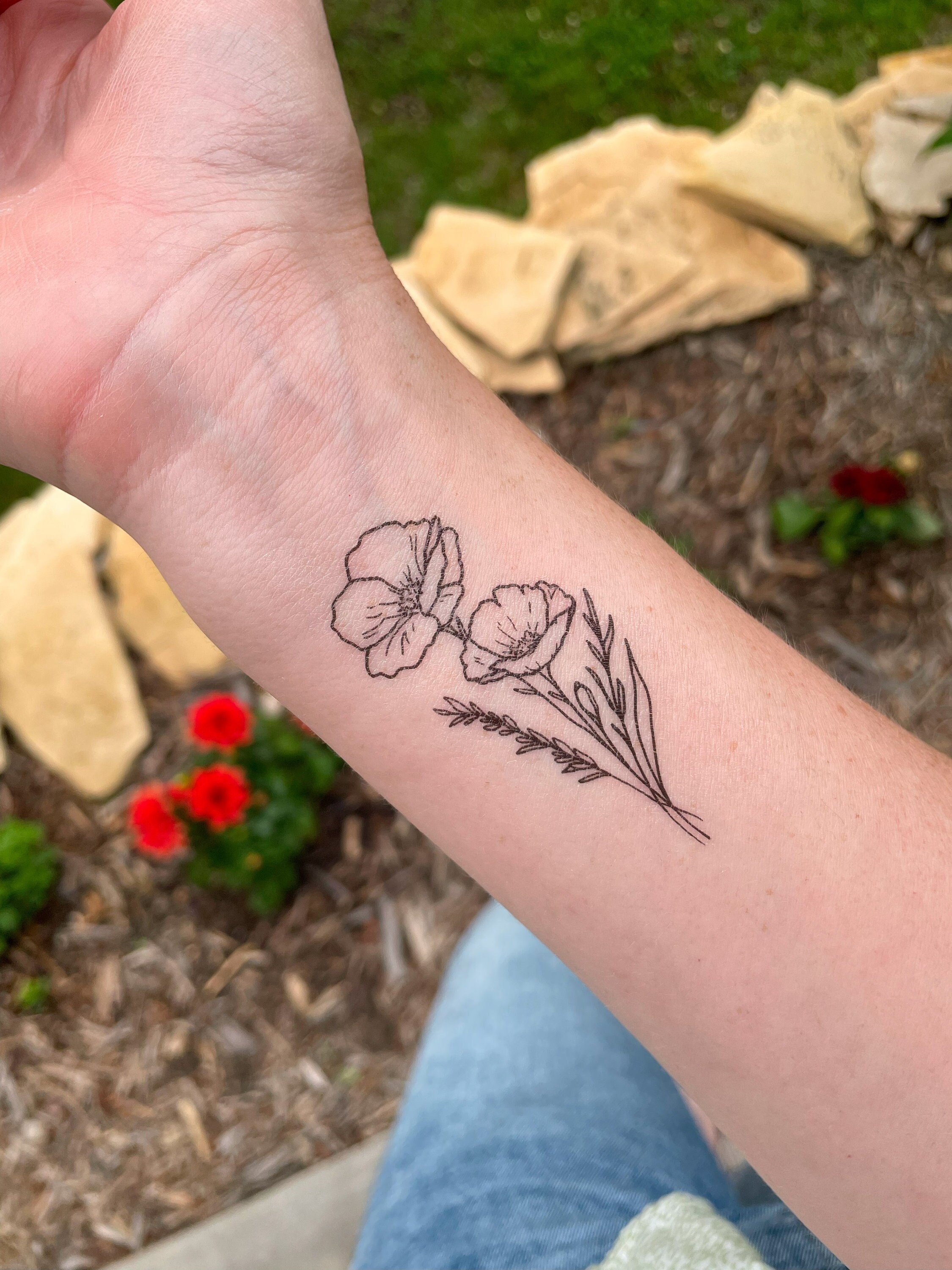 Fine line vertical spine tattoo with stars, moon, clouds, poppy dainty  tattoo idea | TattoosAI