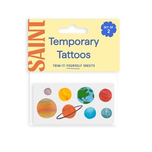 Outer Space Temporary Tattoos | watercolor children's and kids tattoos | Mercury, Venus, Earth, Mars, Jupiter, Saturn, Uranus + Neptune