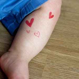 Tiny Hearts Temporary Tattoos  | Set of 2 | hand-painted skin-safe watercolor tattoos