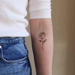 Rose + ladybug Temporary Tattoo  |  June Birth Flower, birth flower tattoos