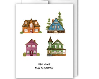 New Home, New Adventure card | 4.5" x 5.5" blank Moving Card with White Envelope