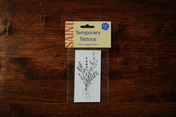Handpicked Florals Temporary Tattoos | Set of 2 hand drawn floral temporary tattoos | 4" wildflower tattoos