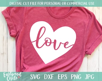 Love with Heart svg, Love svg, Valentine svg, Valentines svg, Valentine's Day svg, Shirt svg, Shirt svg for Women, Valentine Shirt svg, dxf