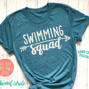 Swimming Squad svg, Swimming svg, Swimming Squad, Squad svg, Hand Lettered svg, Handlettered svg, Cut Files, Cutting Files, dxf, eps image 1