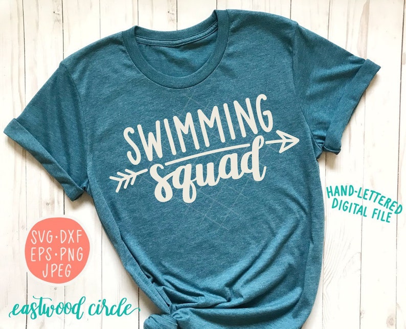 Swimming Squad svg, Swimming svg, Swimming Squad, Squad svg, Hand Lettered svg, Handlettered svg, Cut Files, Cutting Files, dxf, eps image 1