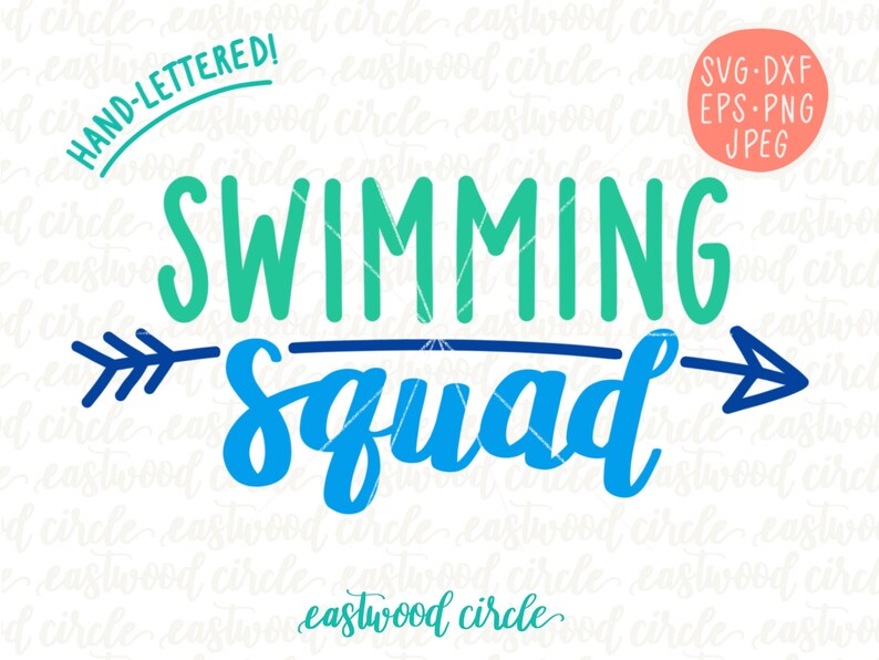 Swimming Squad svg, Swimming svg, Swimming Squad, Squad svg, Hand Lettered svg, Handlettered svg, Cut Files, Cutting Files, dxf, eps image 2