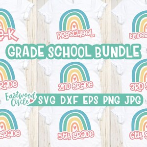 Grade School Rainbow svg Bundle, School Rainbow svg, School svg Bundle, School svg, Grade School svg, Teacher svg, School svg Files, png