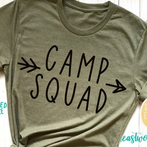 Camp Squad svg, Camp svg, Camping svg, Camp Shirt svg, Camping Shirt svg, Hand Lettered svg, Handlettered svg, Arquivos cortados, Arquivos de corte, dxf