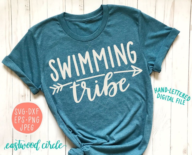 Swimming Tribe svg, Swimming svg, Swimming Tribe, Tribe svg, Hand Lettered svg, Handlettered svg, Cut Files, Cutting Files, dxf, eps image 1