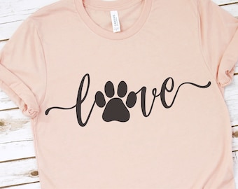 Kärlek med tassavtryck svg, Kärlek med ett tassavtryck svg, Hundmamma svg, Hund svg, Hund svg-filer, Hundtröja svg, Hundälskare svg, svg-filer för Cricut