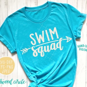 Swim Squad svg, Swimming svg, Swim Squad, Swim svg, Squad svg, Hand Lettered svg, Handlettered svg, Cut Files, Cutting Files, dxf, eps, png