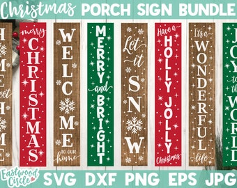 Paquete svg de signo de porche de Navidad, svg de Navidad, png de Navidad, archivos svg de Navidad, archivos de corte de silueta y cricut, archivo digital, png, dxf